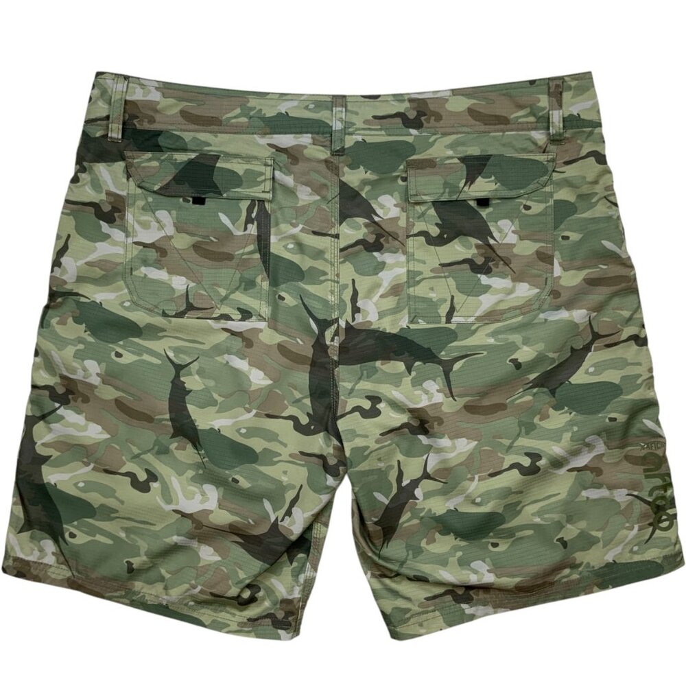 AFTCO Tactical Fishing Cargo Short 40 Green Camouflage - Picture 2 of 12
